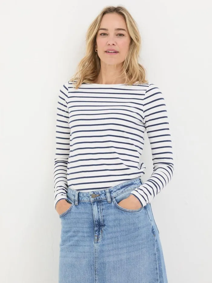Women Tops and TShirts Fat Face Breton White TShirt