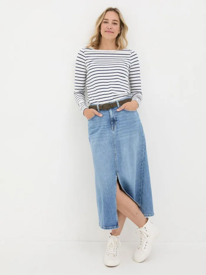 Women Tops and TShirts Fat Face Breton White TShirt