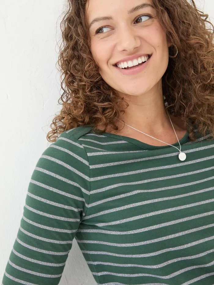 Women Tops and TShirts Fat Face Dark Teal Sparkle Breton TShirt Women Tops and TShirts Fat Face Dark Teal Sparkle Breton TShirt