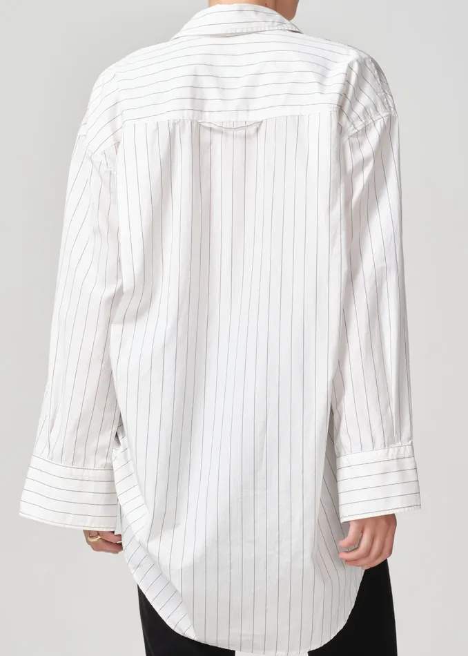 Women Tops Citizens Of Humanity Cocoon Shirt In Bitter Chocolate Stripe