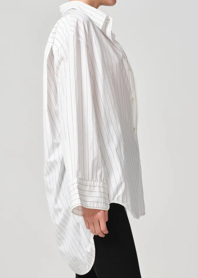 Women Tops Citizens Of Humanity Cocoon Shirt In Bitter Chocolate Stripe