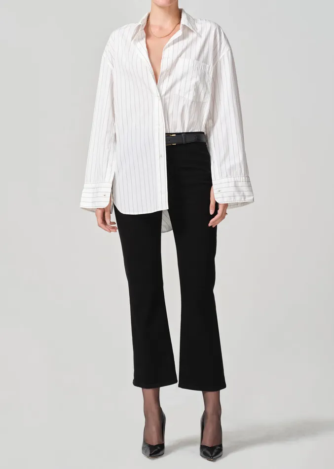 Women Tops Citizens Of Humanity Cocoon Shirt In Bitter Chocolate Stripe