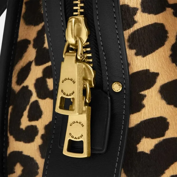 Women Totes and Carryalls Coach Rogue In Haircalf With Leopard Print Brassleopard