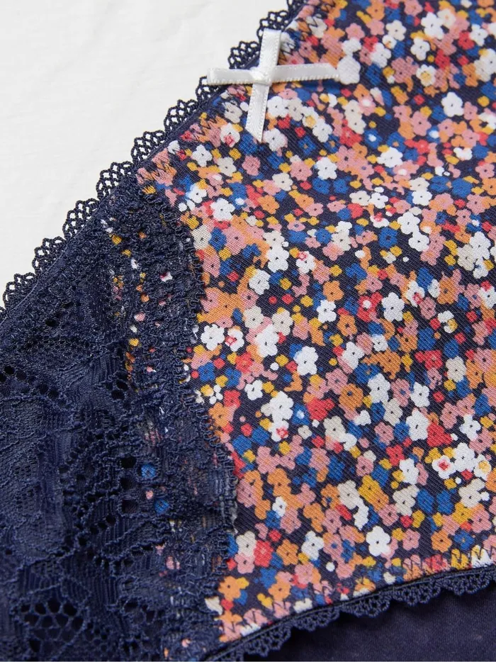 Women Underwear Fat Face Pop Blue Mini Floral Knickers