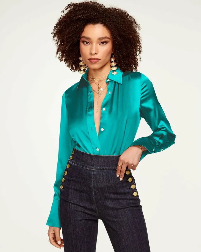 Women Victoria Button Down Blouse Navy Ramy Brook Tops Women Victoria Button Down Blouse Navy Ramy Brook Tops