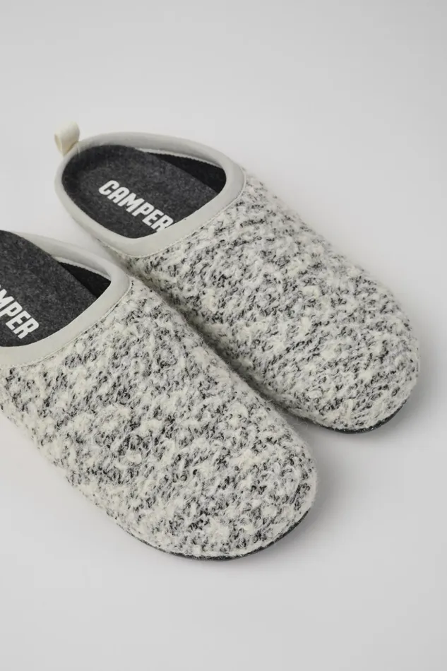 Women Wabi White And Black Slippers Camper Non Leather Shoes