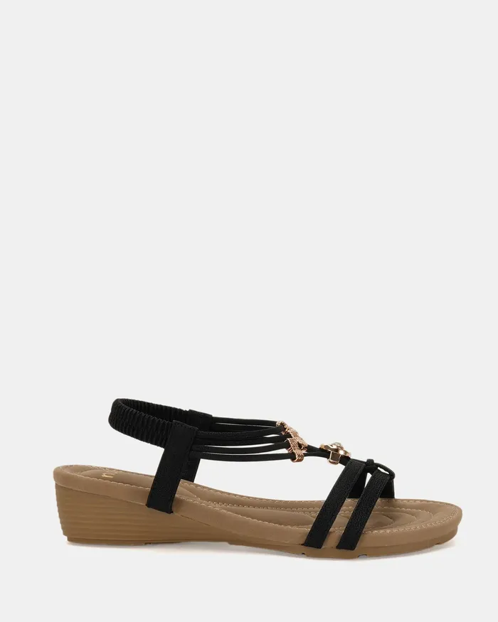 Women Wedges NOVO Shoes ELCANTER BLACK