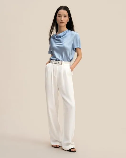 Womenx27s Puli Silk Top With Cowl Neck Short Sleeve Style Women Lilysilk Essentials