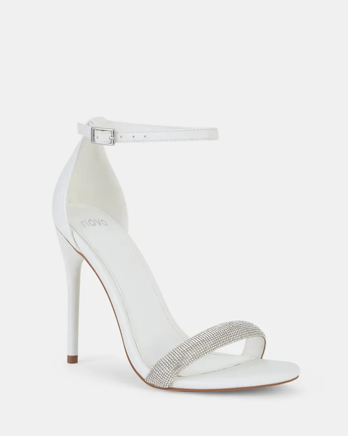 Women YAHOO WHITE Open Toe Heels Party NOVO Shoes