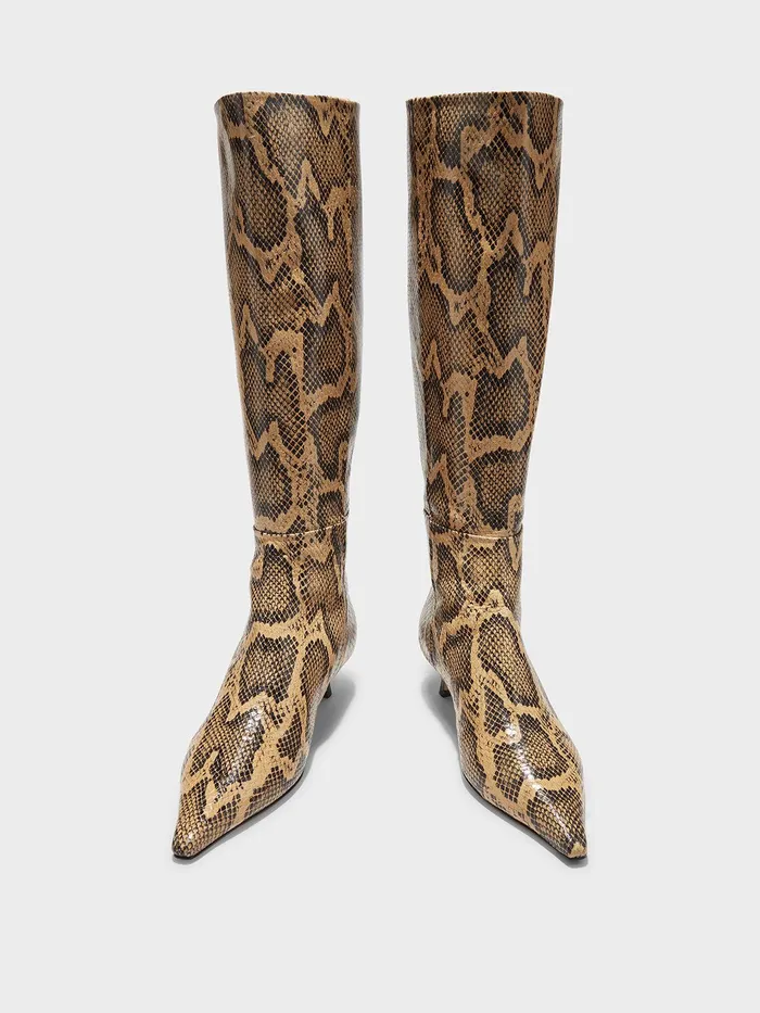 Women Zazie SnakeEffect Leather KneeHigh Boots Aeyde KneeHigh Boots