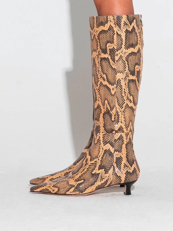 Women Zazie SnakeEffect Leather KneeHigh Boots Aeyde KneeHigh Boots