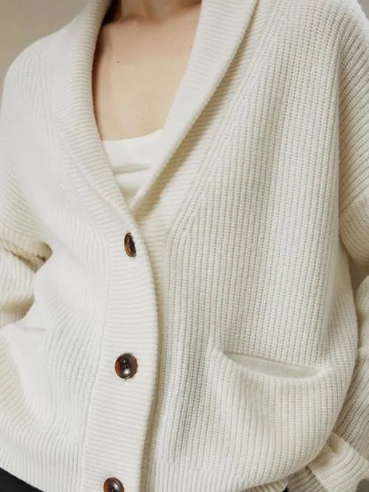 WoolCashmere Blend Shawl Collar Cardigan Women Lilysilk Knitwear