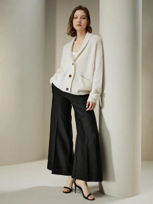 WoolCashmere Blend Shawl Collar Cardigan Women Lilysilk Knitwear