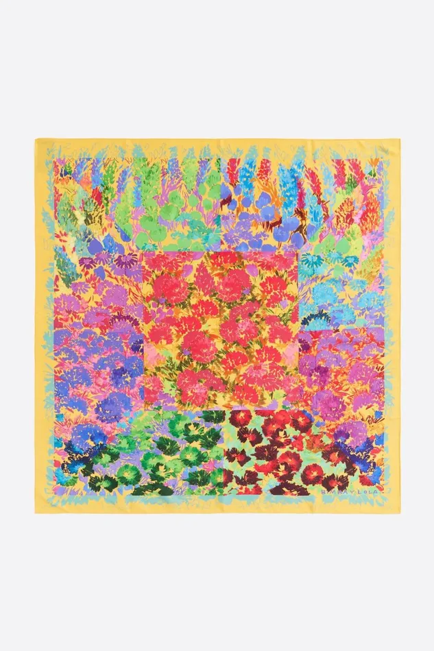 Yellow Acrylic Floral Scarf Yellow Women Bimba Y Lola Scarves