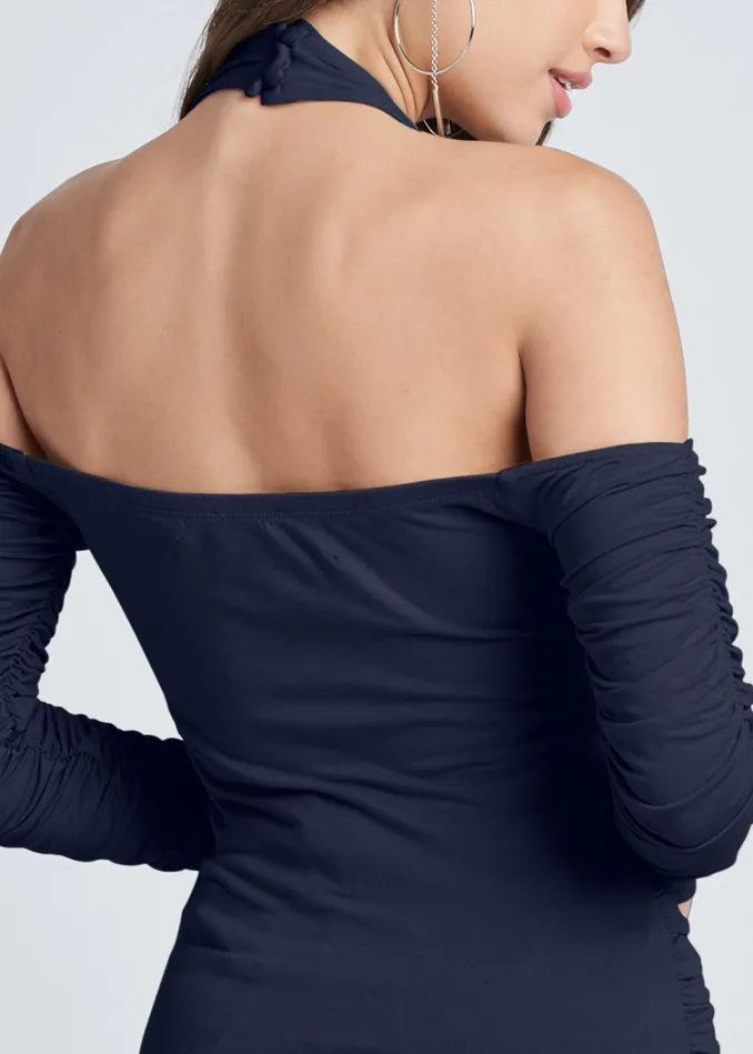 ZIP UP RUCHED VNECK TOP Black Women VENUS Night Out Tops ZIP UP RUCHED VNECK TOP Black Women VENUS Night Out Tops